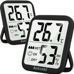 Antonki 2-Pack Hygrometer Indoor Thermometer, Room Thermometer for Home, Humidity Meter, Digital Temperature and Humidity Monitors, Humidity Gauge for Baby Room, Terrarium, Incubator, Greenhouse