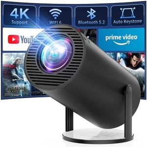 CLOKOWE Portable 4K Mini Projector with WiFi and Bluetooth - 【Built-in Apps & Auto Keystone】Full HD 1080P Supported, 180° Rotation Outdoor Movie Projector, Compatible with TV Stick/Smartphone/HDMI/USB