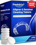 Fresh & Go® Retainer Cleaning Tablets | Fresh, Mint, Clean, Brite, Stain-Free | Eliminates Odour | Suitable for Dentures, Mouth Guards, Retainers, Aligners | 3 Month Supply | 96 Tablets