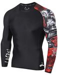 LAFROI Men's Long Sleeve UPF 50+ Baselayer Skins Performance Fit Compression Rash Guard-CLYYB (Asym Warrior, LG)