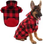 Plaid Dog Hoodie Pet Clothes Sweaters with Hat Red Large (Pack of 1)