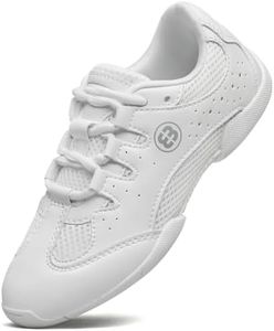 FUQIAO Girls White Cheerleading Shoes Youth Lightweight Competition Cheer Sneakers Kids Breathable Dance Shoes, White 2 Little Kid