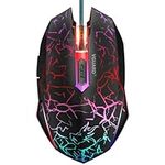 VGUARD Gaming Mouse, Comfortable Wired USB Optical RGB Ergonomic Mice for PC Computer Laptop, 6 Programmable Buttons, 4 Adjustable Sensitivity, 7 Colors LED Backlight - Black(Upgraded Version)