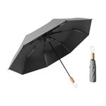 erised's bifrost Minimalist Nordic Style Small Sun Protection for Folding Umbrella 8 Ribs Travel Outdoor UV Protection Wooden Handle Suitcase Compact Pocket Umbrella Women and Children, gray, 98cm