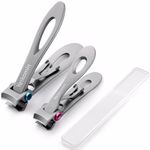 VELKOMIN Professional Nail Clippers Set for Men Thick Nails Toenails - Wide Opening, Long Handle Fingernail Toenail Clippers for Men Women Seniors, 18-monty Replacement Warranty (Silver)