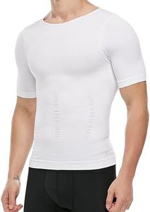 Men's Slimming Body Shaper Vest Undershirt Abs Abdomen Slim Tank Top White