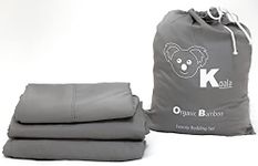 100% Organic Bamboo, 4 Piece Bedding Set | Duvet Cover, Deep Fitted Sheet & 2 Pillowcases by Koala (Double, Grey)