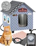 Heated Outdoor Cat House [Plug In Timer Included] - Keep Your Cats Warm & Dry - outdoor cat houses for winter -heated cat houses for outdoor cats - heated cat house - cat houses for outdoor cats