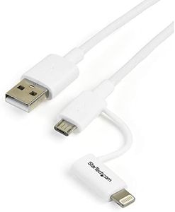 StarTech.com LTUB1MWH - Cable Adaptador (Micro USB a USB, 1 m) Color Blanco