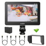 GODOX GM7S 4K Camera Monitor 7" 1200nit Ultra-Bright Monitor, 1920 * 1200 IPS Screen HDMI Input & Output 3D LUT Type-C/DC/Battery Powered On-Camera Monitor for DSLR Cameras with Sunshade+Battery