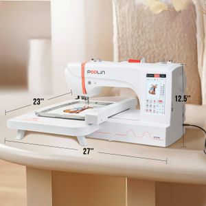 POOLIN Embroidery Machine 20x28cm – Compact Sewing Tool EOC06