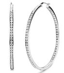 ORAZIO Stainless Steel Women Hoop Earrings Cute Huggie Earrings Cubic Zirconia Inlaid 50MM (A: Silver-tone)