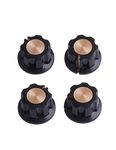 Metallor Mini Guitar Potentiometer Control Knobs Volume Tone Knobs Effect Pedal Knobs 6mm Shaft Black with Gold Cap for Guitar Bass or Effect Pedals and Amps Set of 4Pcs.