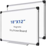 XBoard Magnetic Dry Erase Board | 18 x 12 Inch Small Hanging White Board | Silver Aluminum Frame Marker Board for Home Office Classroom (Pack of 2)