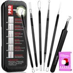 Blackhead Remover Tools, Pimple Popper Tool Kit, Blackhead Extractor Set for Removing Blackhead, Whitehead, Pimple, Acne, Zit, Comdone, Pores, Fat Granules on Nose, Face - with Case (New Version)