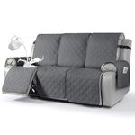 VANSOFY Waterproof Recliner Couch Covers, Sofa Covers 1-Piece Washable Reclining Sofa Cover Non-Slip Furniture Protector with Elastic Straps Pocket for Dogs, Pets(Dark Gray,3 Seater)