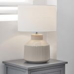 Cream Ceramic Table Lamp with Crackle Design | Scandi Standard Table Lamps for Living Room | Coastal Bedside Table Lamps Complete with White Shade (Cream)