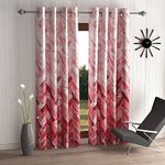 Home Sizzler 2 Pieces Geometrical Panel Eyelet Polyester Door Curtains - 7 Feet, Maroon