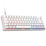 KOORUI 60% Mechanical Gaming Keyboard, Mixed Colors LED Backlit Ultra-Compact 69 Keys, Mini Wired Keyboard with Red Switch for Windows Laptop PC/Mac OS/Xbox-WHITE(Red Switch)