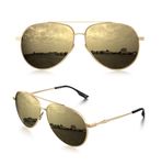 LUENX Polarized Aviator Sunglasses for Men Women, Mirrored Gold Lens Gold Metal Frame