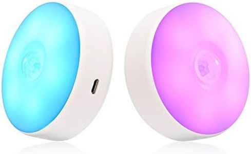 SingHong Motion Sensor Night Light, Rechargeable, 8 Colors, Perfect for Bedroom, Hallway, Cabinet, Closet, Stairs, Bathroom, Magnetic Stick Anywhere (2 Pack White)