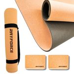 Rayforce Premium Cork Yoga Starter Set - Large Cork Yoga Mat, 2 Cork Blocks, Yoga Strap, Carry Bag - (Thick Mat, Non-Slip, Lightweight, Natural, Eco-Friendly)