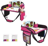 UTOLOVE 2Pcs Kids Travel Tray, Kid Travel Tray, Travel Tray for Kids Car Seat, Car Tray for Kids with Drawing Kit, Carseat Tray for Toddler, Kids Road Trip Essentials for Airplane, Pink