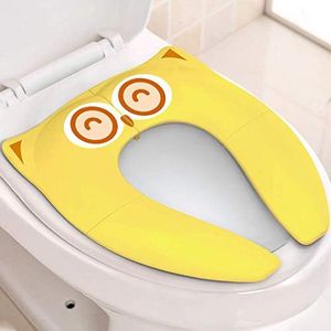 Gimars Upgrade Large Non Slip Silicone Pads Travel Folding Portable Reusable Toilet Potty Training Seat Covers Liners with Carry Bag for Babies, Toddlers and Kids, Yellow