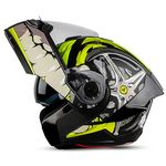 Steelbird SBA-8 Crazy Wheel ISI Certified Flip-Up Helmet for Men and Women with Inner Smoke Sun Shield (Medium 580 MM, Matt Black Neon)