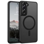DUEDUE Magnetic Case Compatible with Samsung Galaxy S21 FE Case,S21 FE 5G Phone Case, Soft MagSafe Phone Cover Drop Shockproof Matte Bumper, Slim Thin Cases for Samsung S21 FE 6.4 inch, Black