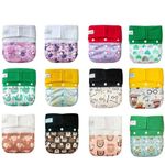 12 KaWaii Baby One Size HD3 Cloth Diapers + 24 Eco-Friendly One Size Premium 5-Layer Bamboo Inserts, 8-36 pounds - Best Daycare Cloth Diaper