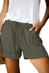 Women Plus Size Drawstring Shorts Pure Color Green Summer Lounge Shorts Women Juniors Wide Waistband 3XL