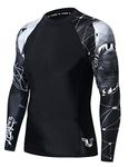 HUGE SPORTS Wildling Series UV Protection Quick Dry Compression Rash Guard (Shark,3XL)