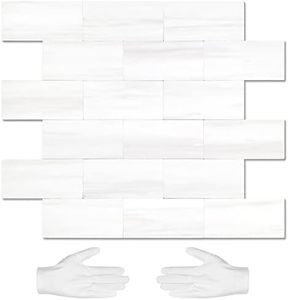 STICKGOO 20-Sheet Subway Tile Peel and Stick Backsplash, Seamless Design Matte Dolomite Kitchen Backsplash Wall Tiles, PVC Stick on Backsplash for Kitchen, Bathroom, RV, Fireplace
