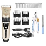 Foodie Puppies Grooming Combo of Cordless Electric Trimmer Kit with Flat Comb and Nail Cutter, Professional Dog Hair Trimmer Long Short Hair Shaver for Small, Medium & Large Dogs, Cats (Combo)