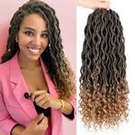 Xtrend 14 Inch 6 Packs Goddess Faux Locs Crochet Braids Curly Ends Wavy Synthetic Braiding Hair Extension for Black Women Dreadlock Braiding Hair 20 Strands/Pack Color T27#