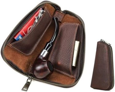 Contacts Small Pipe Tobacco Pouch Leather Smoking Accessories Organizer Portable Lighter Holder Zipper Box, Brown