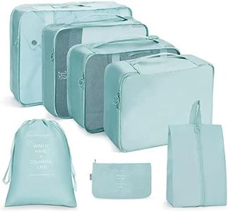 House of Quirk Polyester 7 Set Packing Cubes Luggage Packing Organizers For Travel Accessories (Light Blue), 12 Cm,27.99Cm
