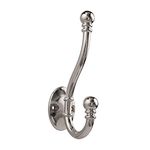 HASWARE 6 PCS Double Prong Robe Hook, Large Dual Coat Hooks with 12 Pcs Screws Wall Mounted Hooks Robe Antique Hooks Hangers Heavy Duty for Home Coats Hat Clothes Hanger Towel Keys (Chrome)