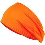 Kenz Laurenz Performance Headband Moisture Wicking Athletic Sports Head Band Wide Head Band Sweatband - Workout, Soccer, Softball, Basketball (Orange)