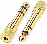 2PCS Headphone Adapter 3.5mm Female to 6.35mm Male,Gold Plated Stereo Headphones Jack Adaptor Headphone Converter, Electric Keyboard Mixer Amplifier Speaker Earphone DAC Receiver Drum.