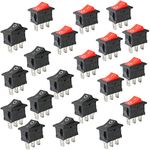 CESFONJER Mini Boat Switch,3 Pin 2 Position Boat Rocker Switch Kit, Car Dash Dashboard Truck RV ATV Home Ship Button AC 125V/10A 250V/6A (Red 10P Black 10P) Pack of 20