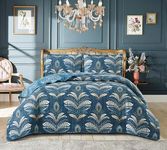 3 PCS Patchwork Bedspread Quilted Bed Throw Single Double King Size Bedding Set (Jasmine Teal, King Size Bedspread set)