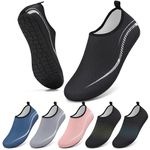 Water Shoes Beach Shoes for Women Men Swim Swimming Aqua Socks Barefoot Sea Pool Quick Dry Lightweight(996 Line Black 9 UK /43 EU)