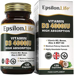 Vitamin D3 K2 Zinc Supplement – Vitamin D 4000IU High Strength Formula with Vitamin K2 Mk7, Zinc, Boron and MCT Oil for Optimal Absorption – 120 D3 & K2 Capsules - Made in The UK