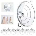 Hangerspace Suction Cup Hooks, 2.5 Inches Clear Suction Cups with Metal Hooks Large Suction Cup for Kitchen Bathroom Shower Wall Window Door - 8 Pack