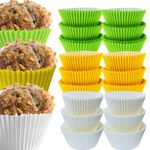 Large Jumbo Texas Muffin/Cupcake Cups White flutted Cupcake Liners Baking Cups (50White 25Yellow 25Lime)