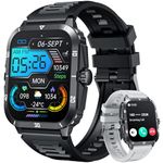 Smart Watch for Men Fitness Watch: 2.0" Touch Screen Smartwatch with Heart Rate Oxygen Blood Pressure Sleep Monitor Step Counter 3ATM Waterproof 123 Sports Modes Fitness Tracker for Android iOS