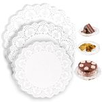 Daily Treasures 300Pcs Paper Doilies Round,3 Sizes(8.5"/7.5"/6.5")White Lace Paper Doilies,Disposable Placemats,Round Paper Doilies for Buffet Party Cakes Fried Food Party Wedding Tableware Decoration