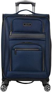 Kenneth Cole Reaction Rugged Roamer Luggage Collection Lightweight Softside Expandable 8-Wheel Spinner Travel Suitcase Bag, Navy, 20-Inch Carry-On, Rugged Roamer Luggage Collection Lightweight